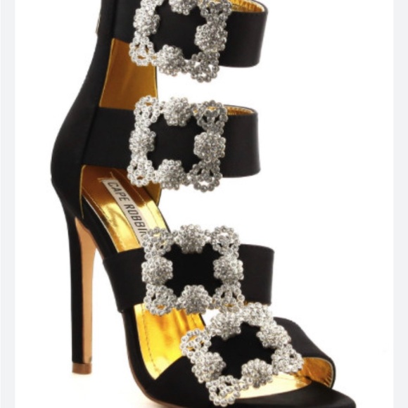 Cape Robbin Shoes - Cape Robbin - Crystal Buckle Satin Heels